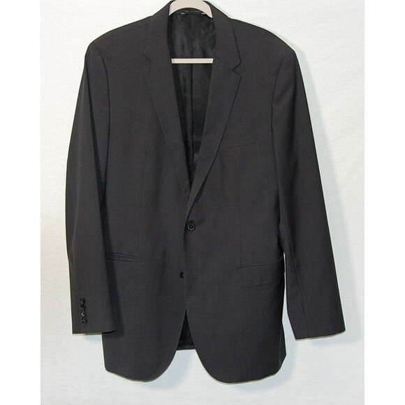 Hugo Boss Mens Blazer Sport Coat 2 button Super 100s Wool Gray Size 44L EUC - Picture 1 of 4